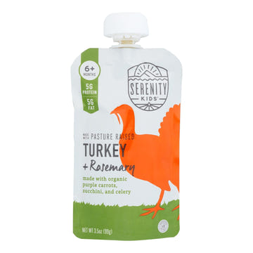 Serenity Kids Organic Turkey & Rosemary Baby Food Pouches, 3.5 oz, Case of 6