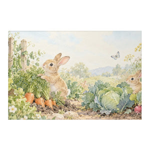 Vegetable Garden Bunny kids rug, full view of the printed design