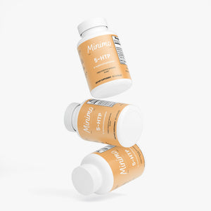 5-HTP supplement for babies, 60 capsules, amino acids blend, angle view, promotes relaxation and mood support.