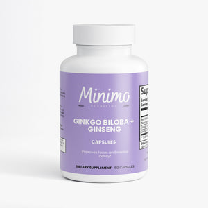 Ginkgo Biloba + Ginseng specialty supplements for babies, 60 capsules, promoting cognitive health and vitality.