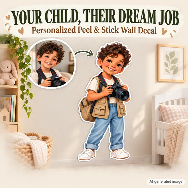 Personalized Photographer Wall Decal from Photo, Dream Job Sticker, image 2