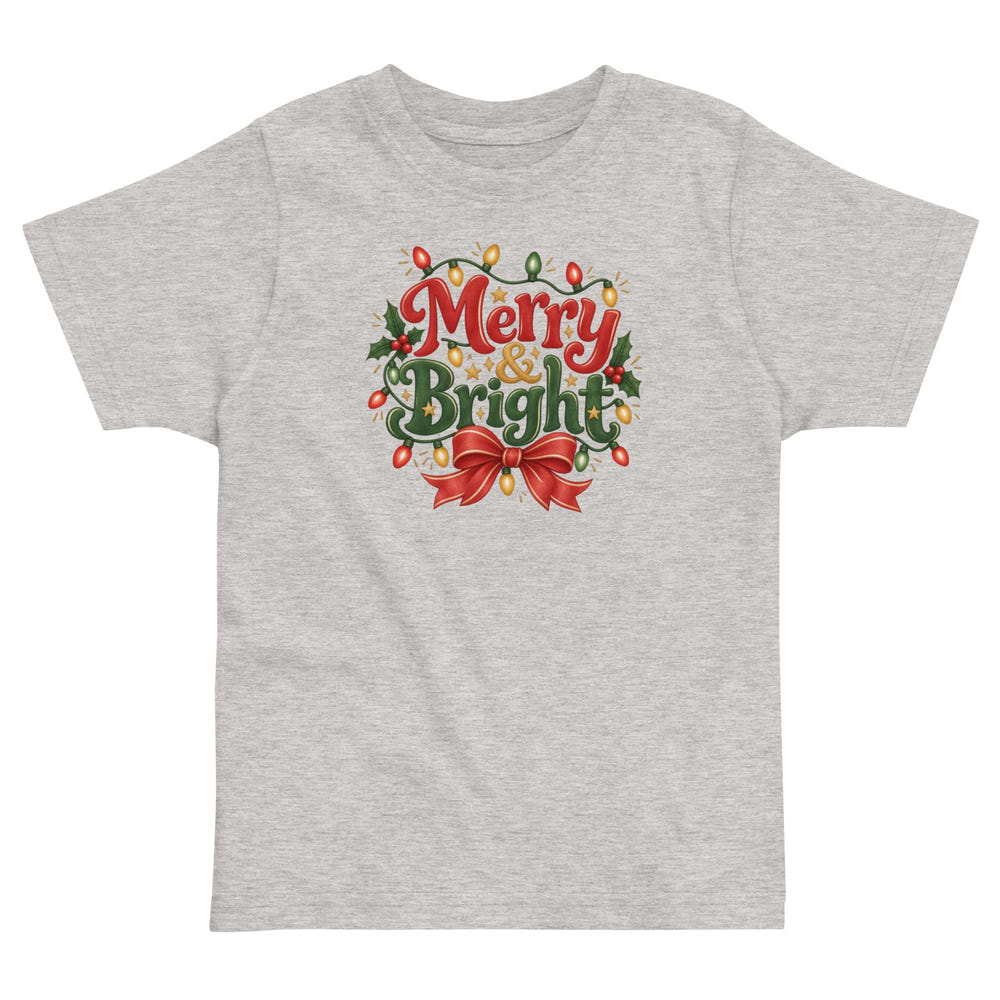 Merry & Bright toddler t-shirt in white, front view