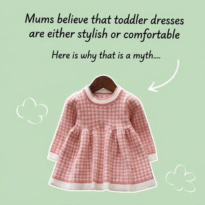 Girls' Knitted Plaid Sweater Dress for Children
