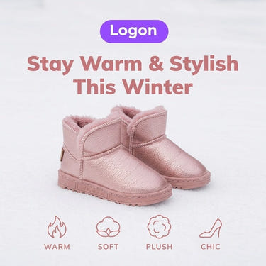 Thickened Velvet Winter Boy Short Boots with Fur