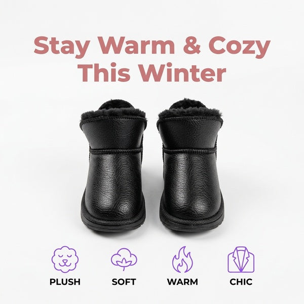 Thickened Velvet Winter Boy Short Boots with Fur