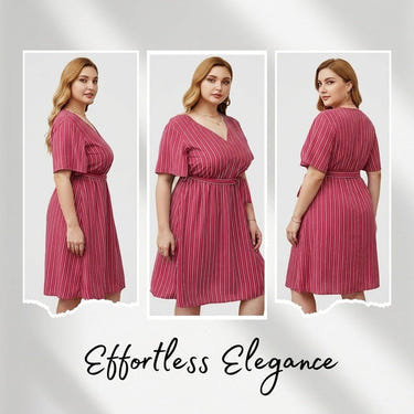 Plus Size Designer Dress with Stripes