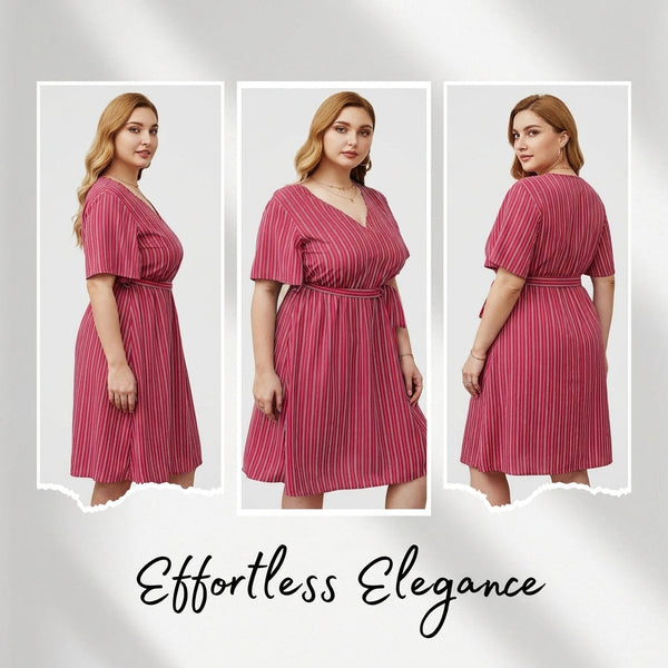 Plus Size Designer Dress with Stripes