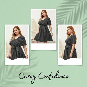 Plus Size Designer Dress with Stripes