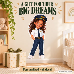 Personalized Pilot Wall Decal from Photo, Dream Job Sticker, image 9