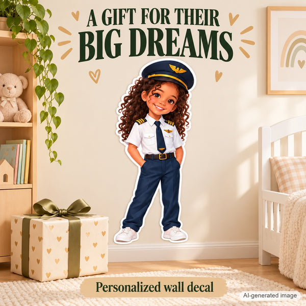 Personalized Pilot Wall Decal from Photo, Dream Job Sticker, image 9