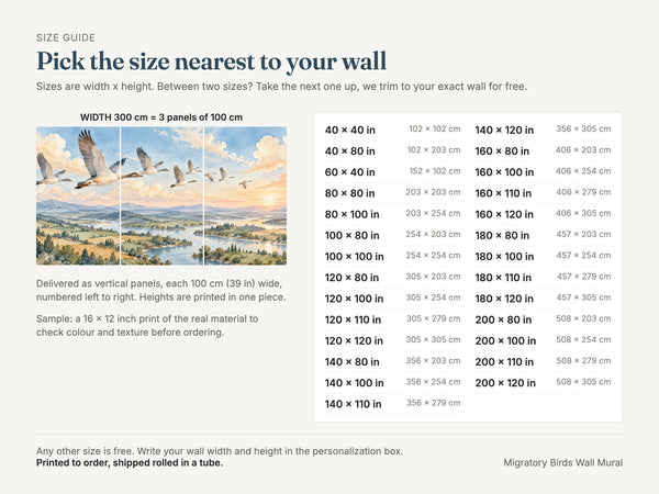 Watercolor Migratory Birds Wall Mural, image 5