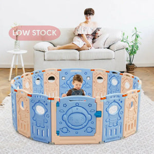 18-Panel Foldable Baby Playpen Kids Activity Center with Lockable Door Baby Playpen & Playards