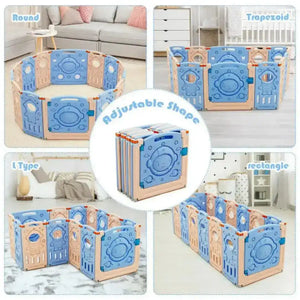 18-Panel Foldable Baby Playpen Kids Activity Center with Lockable Door Baby Playpen & Playards