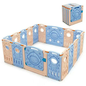 18-Panel Foldable Baby Playpen Kids Activity Center with Lockable Door Baby Playpen & Playards