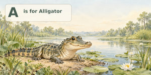 Watercolor A is for Alligator Alphabet Wall Mural, image 3