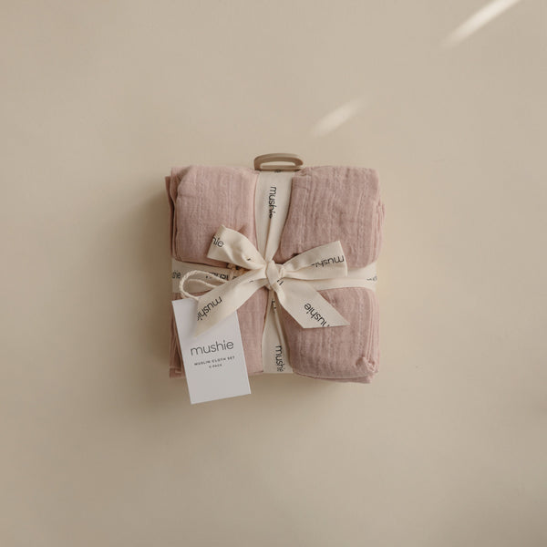 Mushie Organic Cotton Muslin Cloths 3-Pack Soft Baby Cloths
