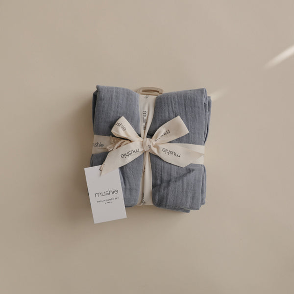 Mushie Organic Cotton Muslin Cloths 3-Pack Soft Baby Cloths