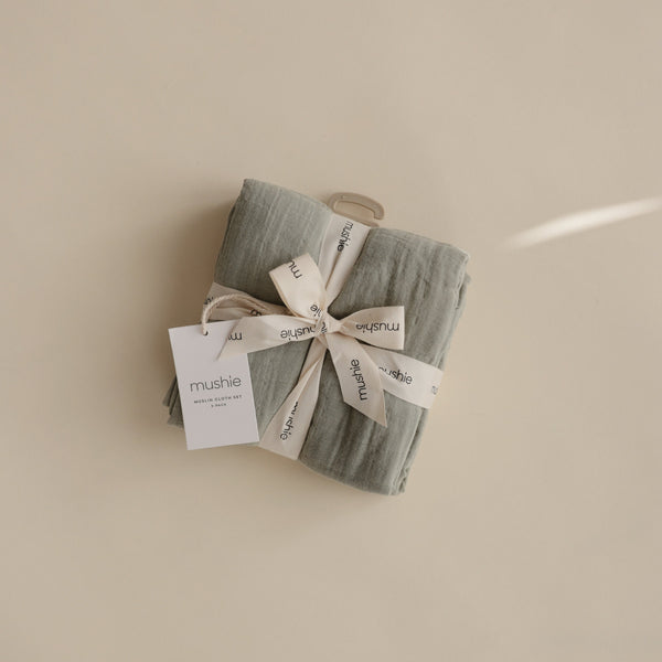 Mushie Organic Cotton Muslin Cloths 3-Pack Soft Baby Cloths