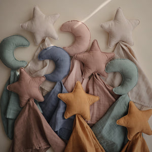 Cozy Star Lovey Blanket for babies, soft and cuddly, perfect for comfort and security. Angle view showcasing design.