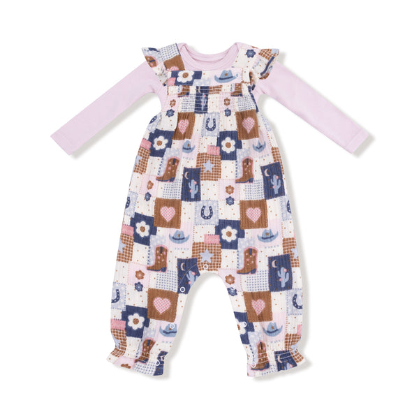 Patchwork Cowgirl - Smocked Overall Set