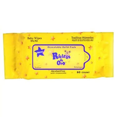 Ricitos De Oro Baby Wipes 80 ct - Gentle, soft wipes for diaper bags, perfect for on-the-go baby care.