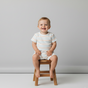 Organic Short Romper - Cabana Stripes