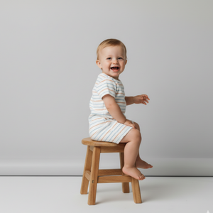 Organic Short Romper - Cabana Stripes