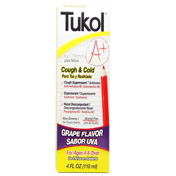 Tukol 4+ Children's Cough & Congestion Grape 4 oz - soothing relief for kids' cough and congestion.