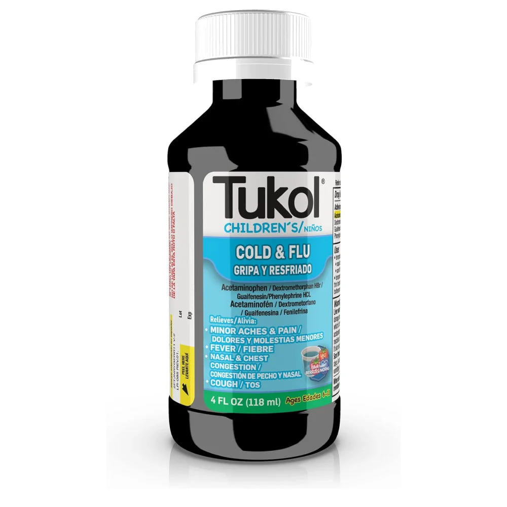 Tukol Children's Cold & Flu Liquid Berries 4 oz - soothing relief for kids' cold and flu symptoms.