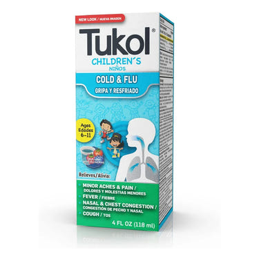 Tukol Children's Cold & Flu Liquid Berries 4 oz - soothing relief for kids' cold and flu symptoms.