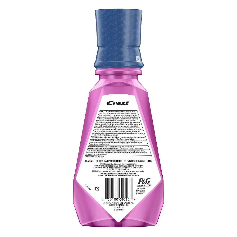 Crest Kids Strawberry Rush Rinse 16.9 oz - fun oral care for kids, promoting healthy smiles and fresh breath.
