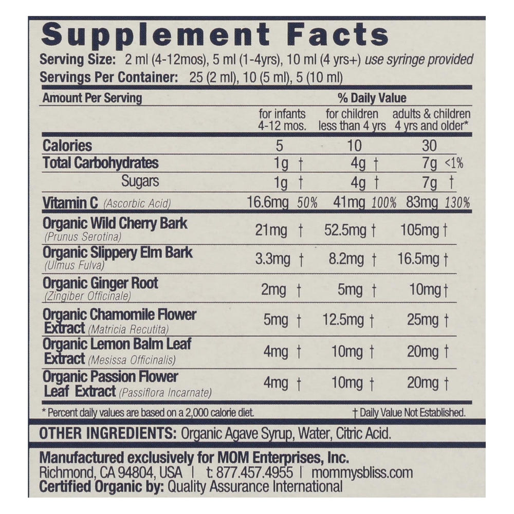 Mommy's Bliss Nighttime Cough Syrup for Babies 1.67 Fl oz - soothing relief for nighttime coughs.