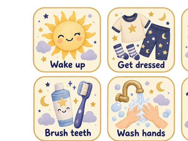 Moon and Stars Daily Routine Wall Decals, Set of 12, image 4