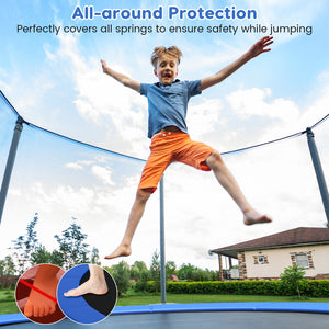 Blue 15 Feet Trampoline Safety Pad Replacement with Fixing Straps, angled view for enhanced safety and durability.