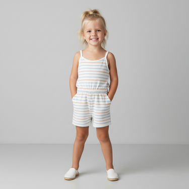 Organic Tank Romper - Cabana Stripes