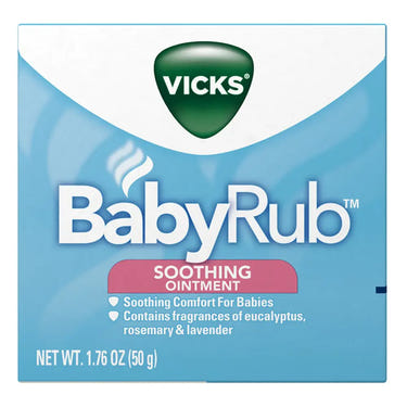 Vicks Baby Rub Ointment for 3+ months, 50 gm - soothing relief for baby health and comfort.