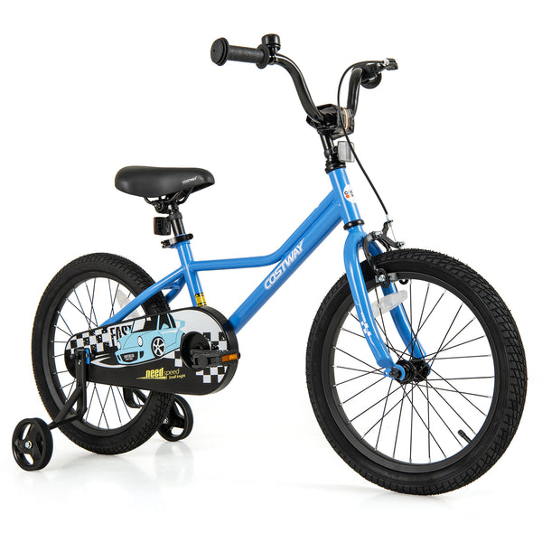 12-inch kids bike with removable training wheels, perfect for children aged 3, angled view showcasing vibrant design.