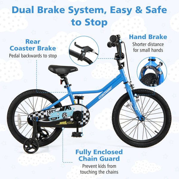 12-inch kids bike with removable training wheels for ages 3, angled view showcasing vibrant design and safety features.