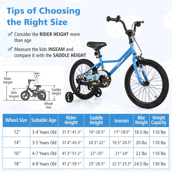 12-inch kids bike with removable training wheels for ages 3, angled view showcasing vibrant colors and sturdy design.