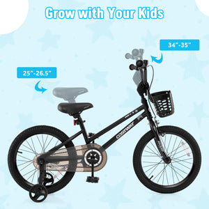 14 Inch Kids Bike with Basket and Training Wheels for Children Aged 4-5 Years Old