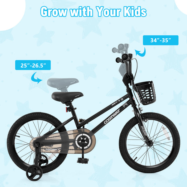 14 Inch Kids Bike with Basket and Training Wheels for Children Aged 4-5 Years Old