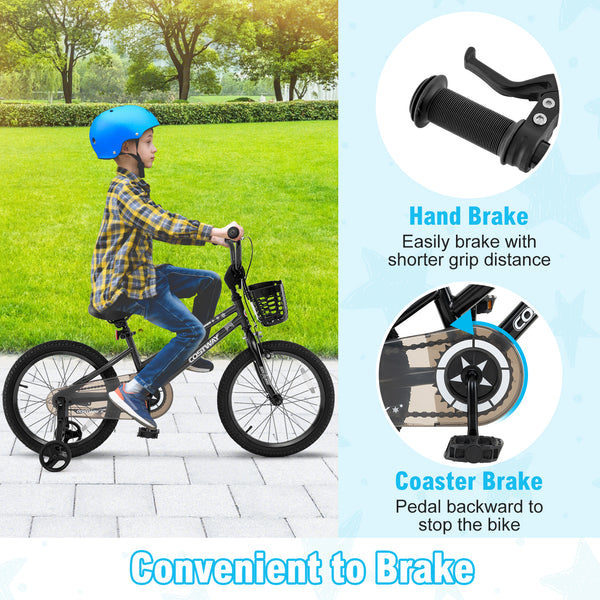 14 Inch Kids Bike with Basket and Training Wheels for Children Aged 4-5 Years Old