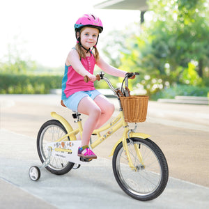 16-inch adjustable kids bike with reflectors and bell for children ages 4-7, shown at angle 9.