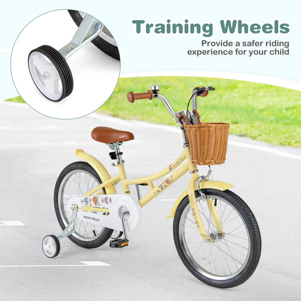 16-inch adjustable kids bike with reflectors and bell for children ages 4-7, shown at a 16-degree angle.