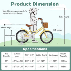 16-inch adjustable kids bike with reflectors and bell for children aged 4-7, shown at angle 12.