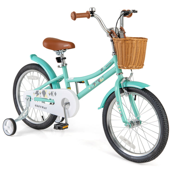 16-inch kids bike with training wheels and dual brake system for ages 4-7, shown from angle 11.