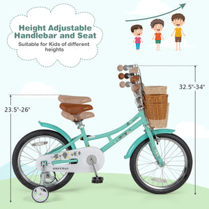 16-inch kids bike with training wheels and dual brake system for ages 4-7, viewed from angle 13.