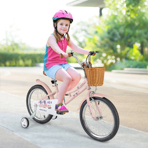 16-inch retro kids bike with adjustable height and basket for ages 4-7, shown from angle 9.