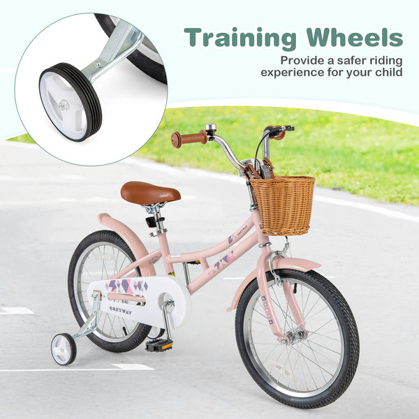 16-inch retro kids bike with adjustable height and basket for ages 4-7, angled view showcasing design and features.