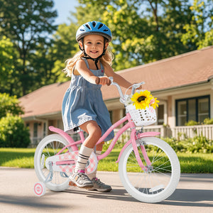 18 Inch Kids Bike with Training Wheels and Basket for Boys Girls 4-8 Years Old